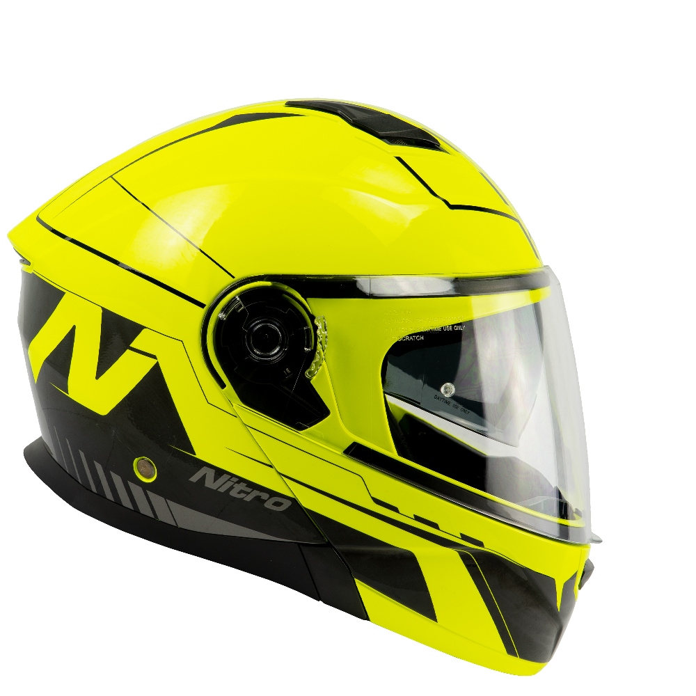 NITRO Vyklápacia moto prilba F350 ANALOG S žltá neón lesklá