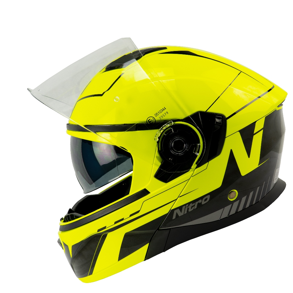 NITRO Vyklápacia moto prilba F350 ANALOG S žltá neón lesklá